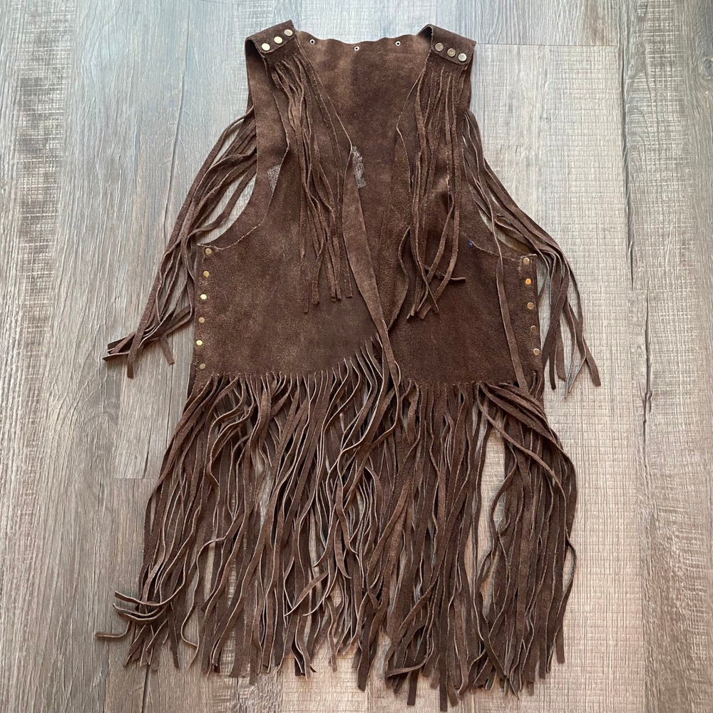 Vintage Cowboy Western Fringe Suede Leather Vests